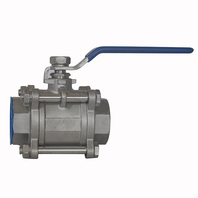 Stainless steel three piece ball valve