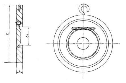 對(duì)夾圓片止回閥H74H結(jié)構(gòu)圖